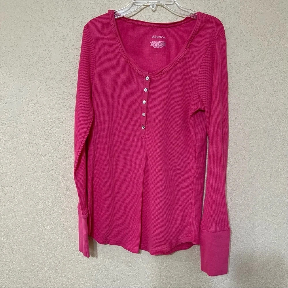 Xhilaration long sleeve button pink shirt top size‎ Large
